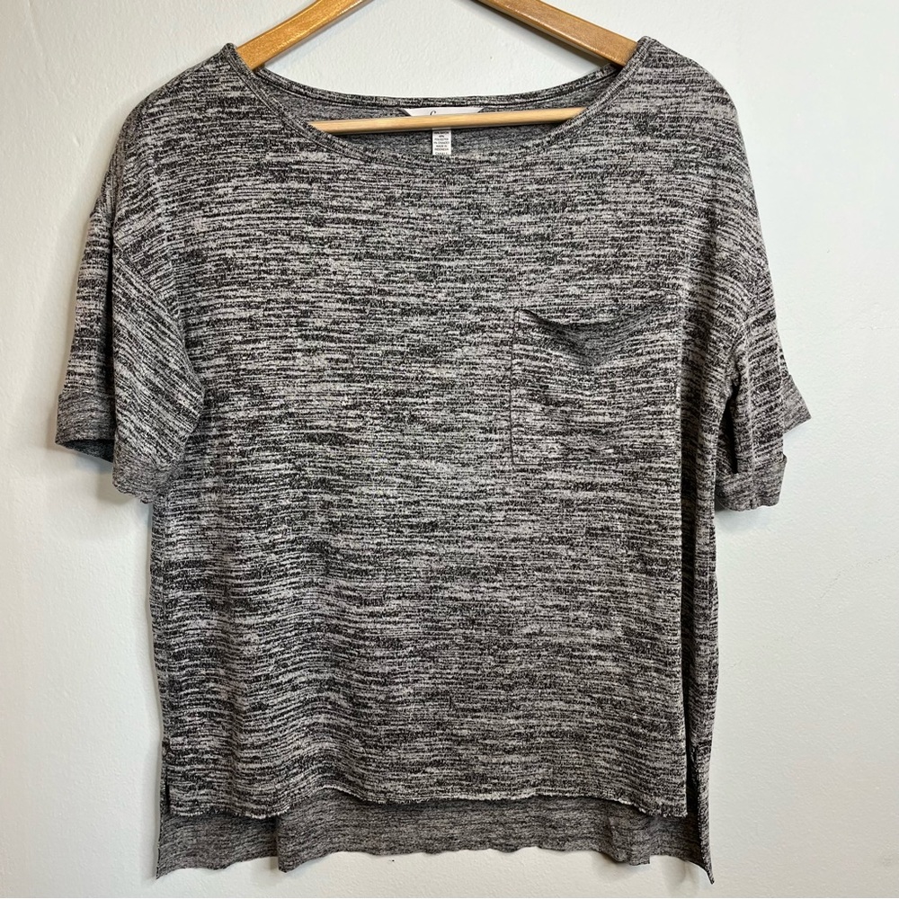 Soma Grey Black Marl Pajama Shirt with Pocket and Drop Shoulder EUC Small S